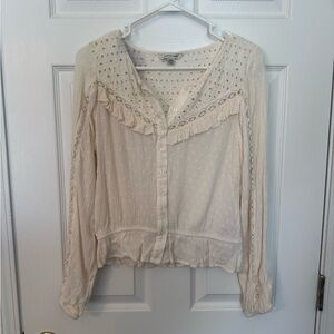 American Eagle Outfitters Cream Button-Up Blouse